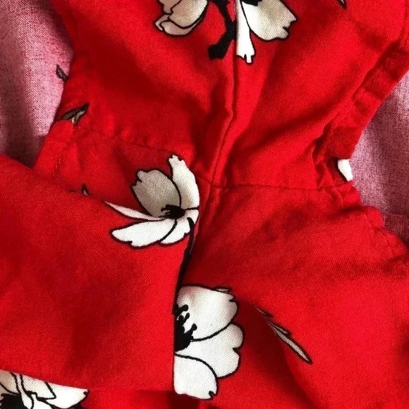 Primark Red Floral Rayon Shorts Tie Waist 6 - Picture 7 of 12
